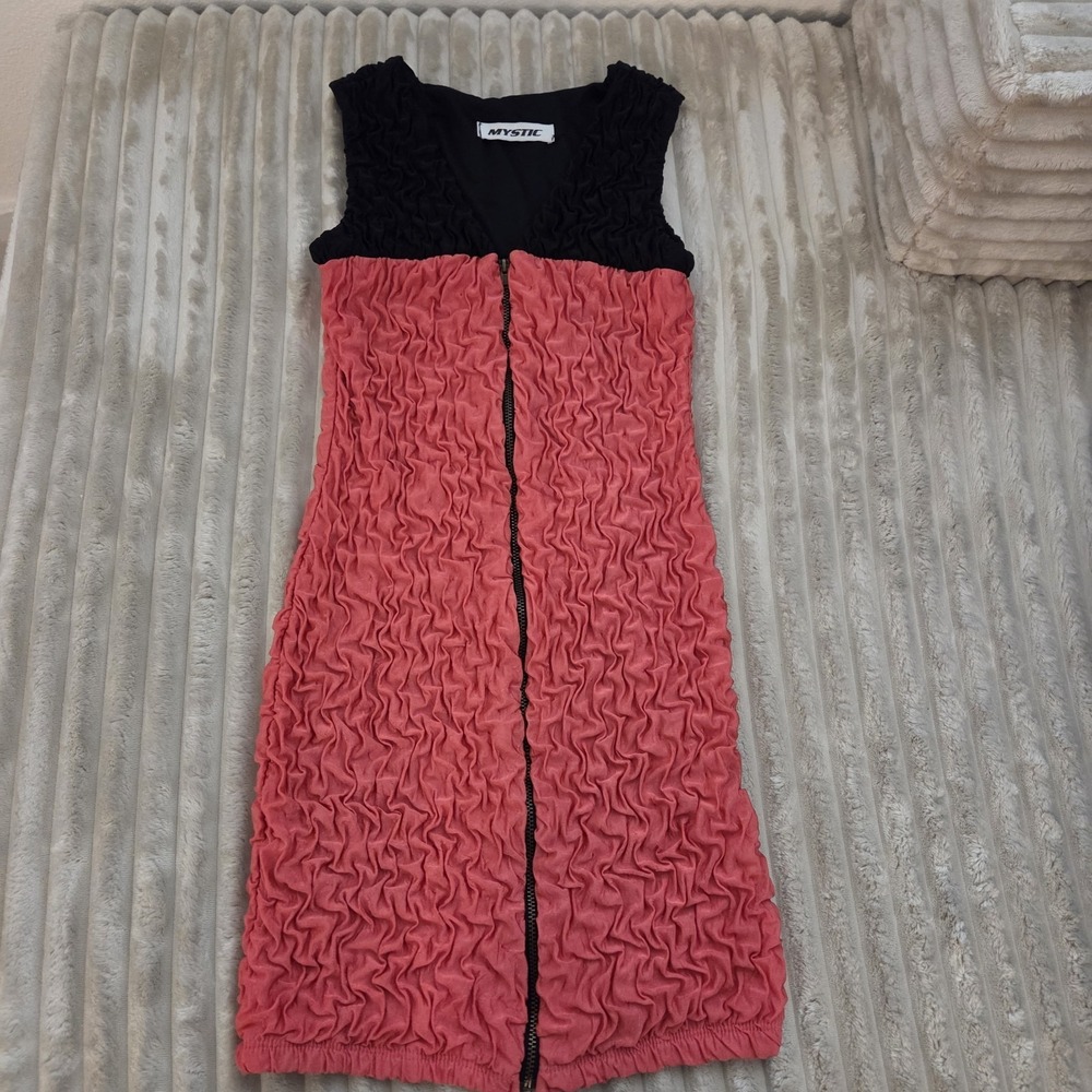 Mystic Women's Vibrant Coral & Black Sleeveless Mini Dress Size Small Cocktail